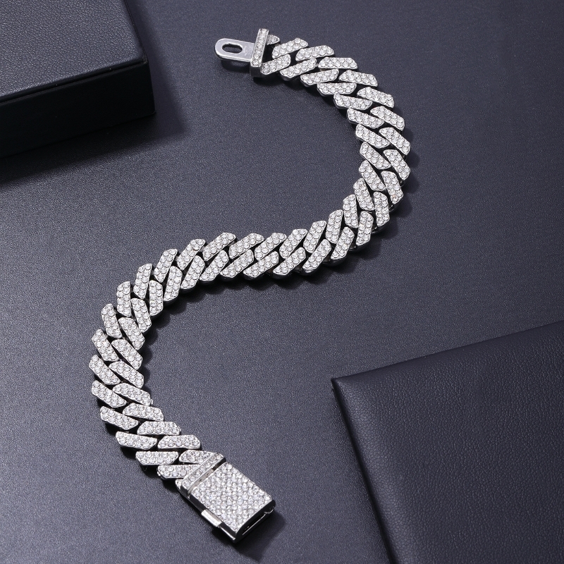 Hip Hop Felsen Punk Geometrisch Einfarbig Edelstahl 304 Überzug Inlay Strasssteine K Vergoldet Überzogen Mit Rhodium Männer Armbänder display picture 7