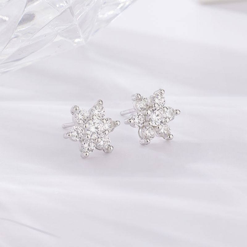 1 Pair Sweet Shiny Petal Plating Inlay Sterling Silver Zircon Silver Plated Ear Studs display picture 2