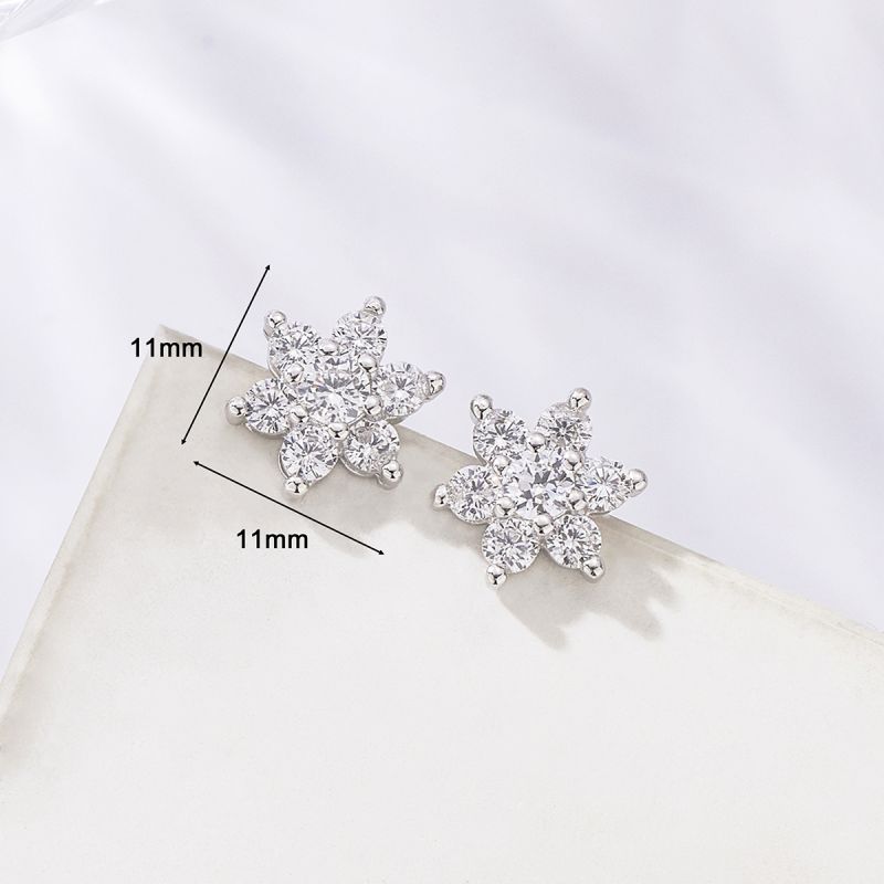 1 Pair Sweet Shiny Petal Plating Inlay Sterling Silver Zircon Silver Plated Ear Studs display picture 3
