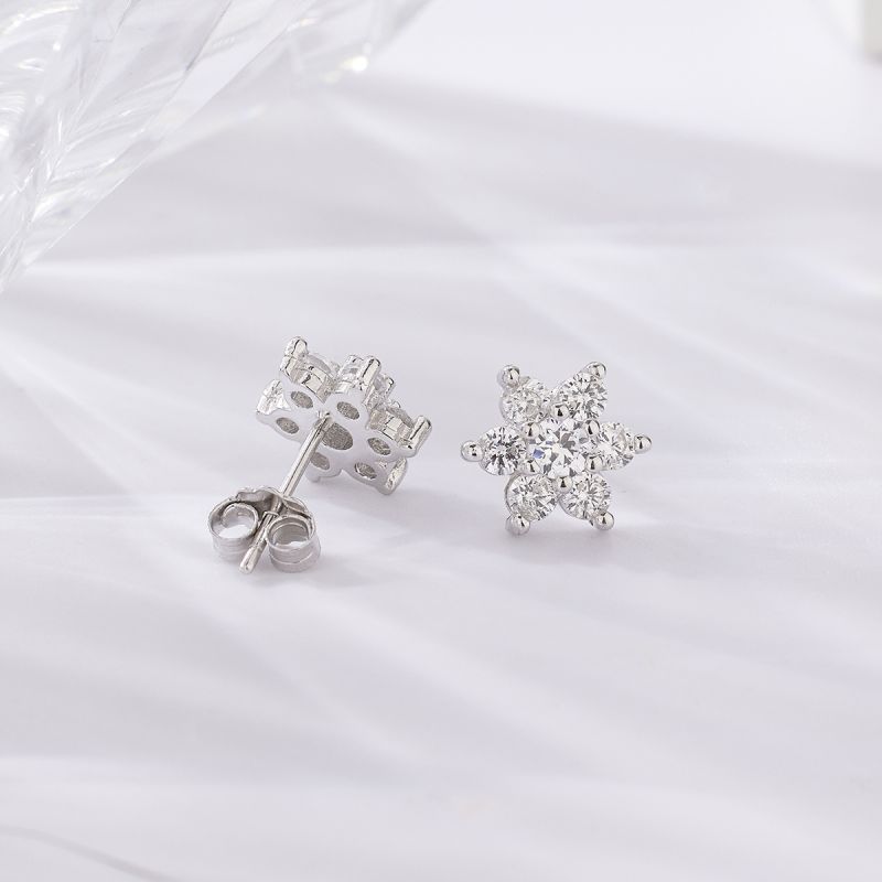 1 Pair Sweet Shiny Petal Plating Inlay Sterling Silver Zircon Silver Plated Ear Studs display picture 5