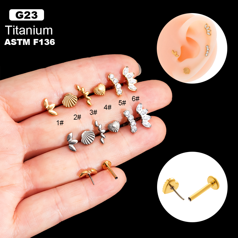 1 Piece Ear Cartilage Rings & Studs Vintage Style Heart Shape 316 Stainless Steel  Pure Titanium Copper Plating Inlay Zircon display picture 5