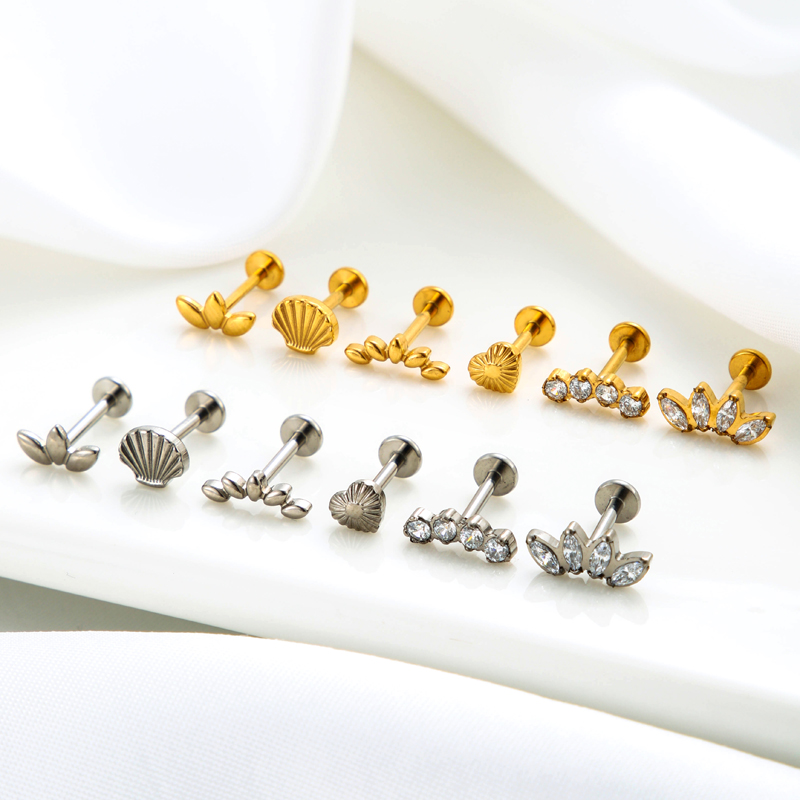 1 Piece Ear Cartilage Rings & Studs Vintage Style Heart Shape 316 Stainless Steel  Pure Titanium Copper Plating Inlay Zircon display picture 3