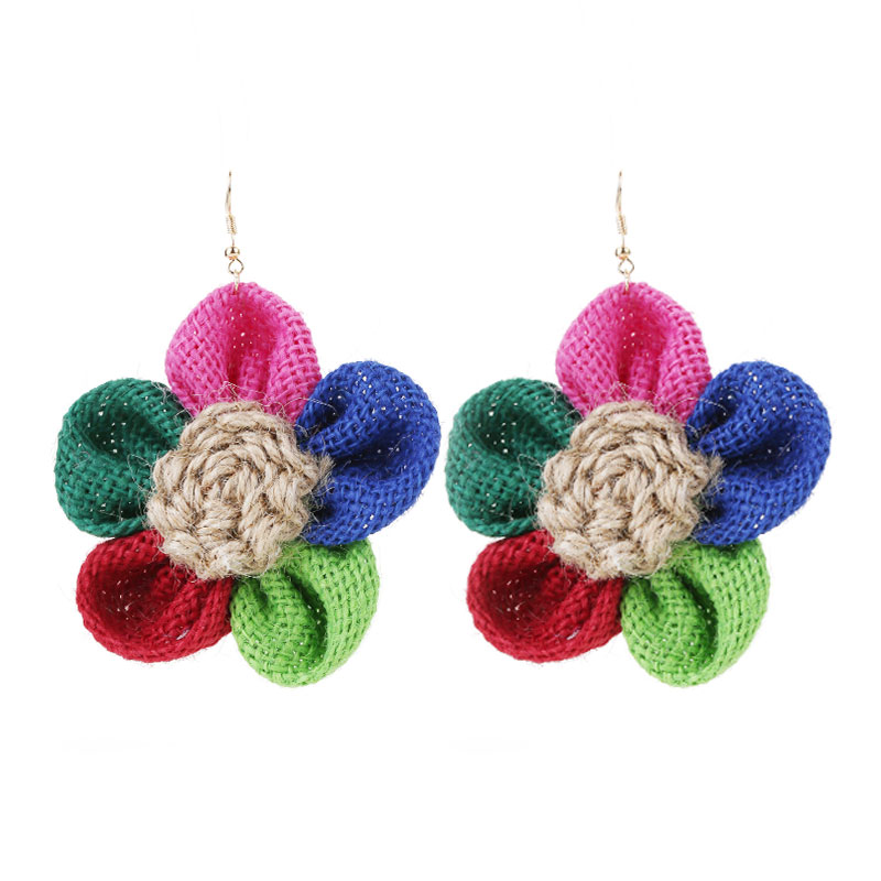 1 Paire Style Simple Fleur Fait Main Chiffon Crochet D'oreille display picture 1