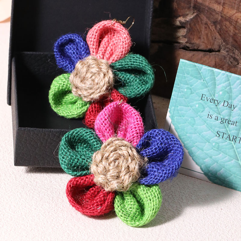 1 Paire Style Simple Fleur Fait Main Chiffon Crochet D'oreille display picture 7