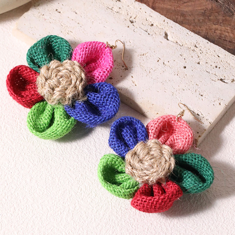 1 Paire Style Simple Fleur Fait Main Chiffon Crochet D'oreille display picture 9