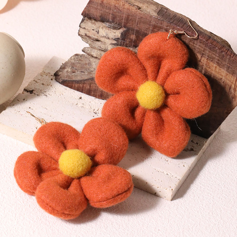 1 Paire Style Simple Fleur Fait Main Chiffon Crochet D'oreille display picture 10