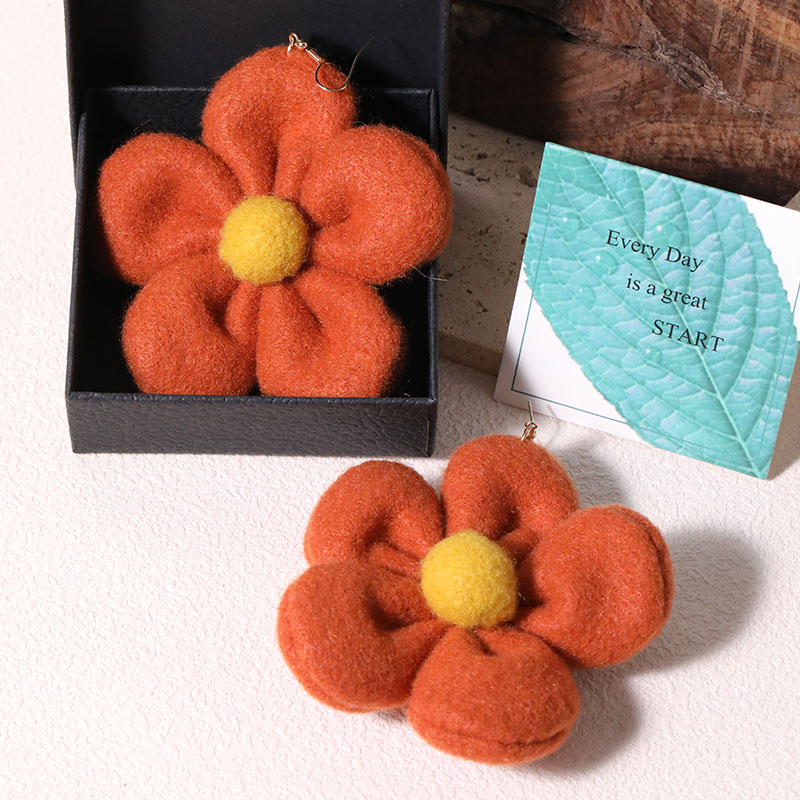 1 Paire Style Simple Fleur Fait Main Chiffon Crochet D'oreille display picture 8