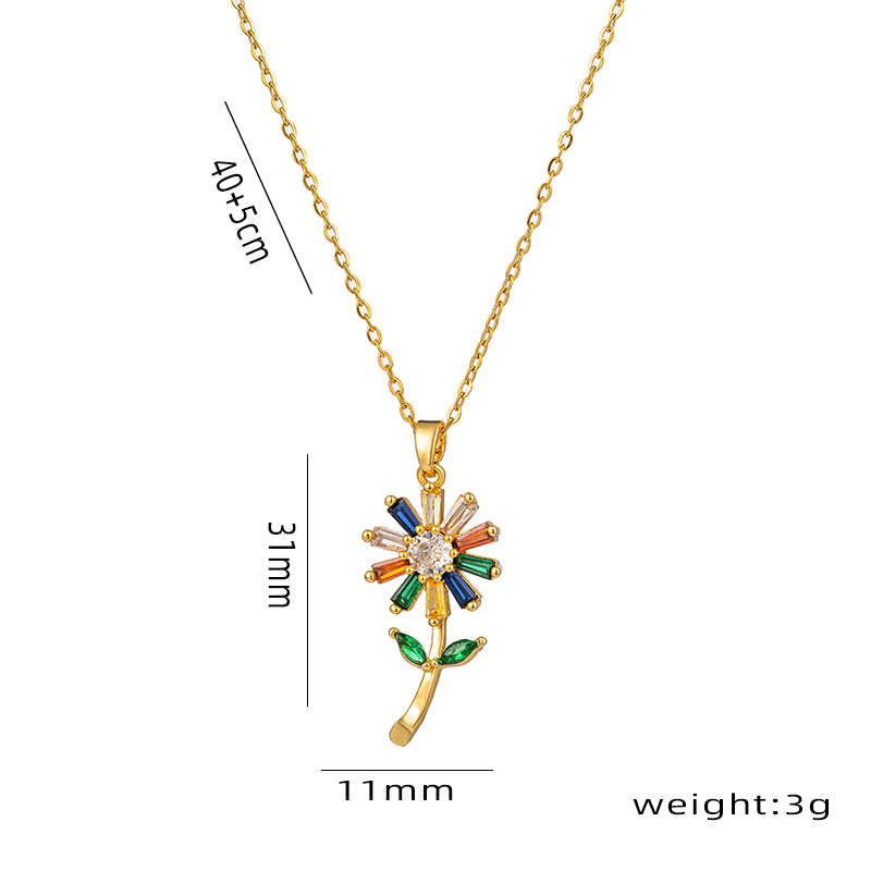 Wholesale Elegant Sunflower Stainless Steel Polishing Plating Inlay 18k Gold Plated Zircon Pendant Necklace display picture 1