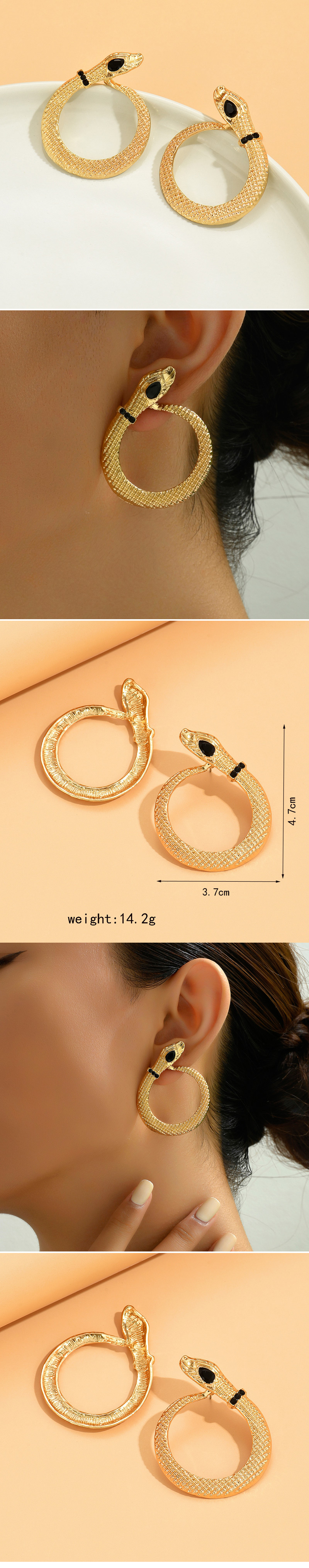 1 Pair Simple Style Commute Snake Inlay Alloy Rhinestones Ear Studs display picture 1