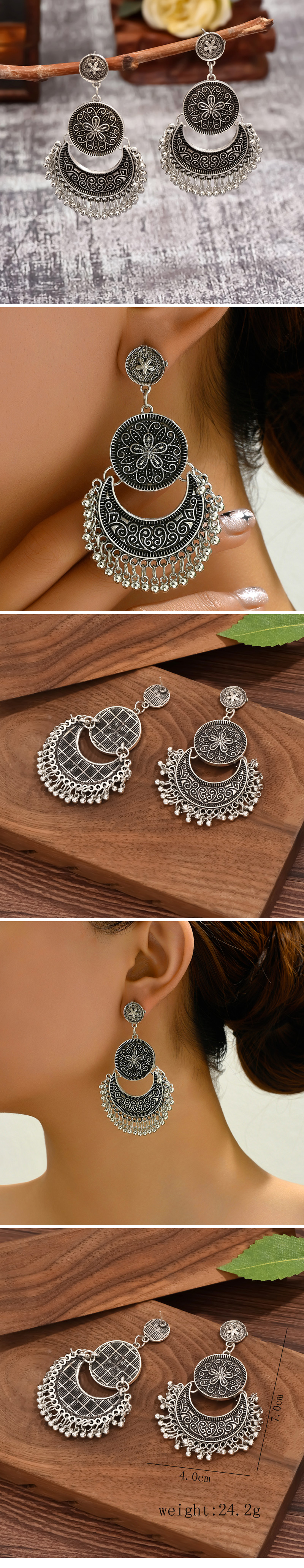 1 Pair Vintage Style Color Block Alloy Drop Earrings display picture 1