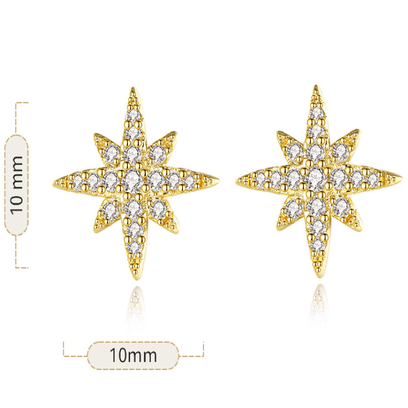 1 Pair Simple Style Constellation Star Plating Inlay Copper Zircon Gold Plated Ear Studs display picture 2