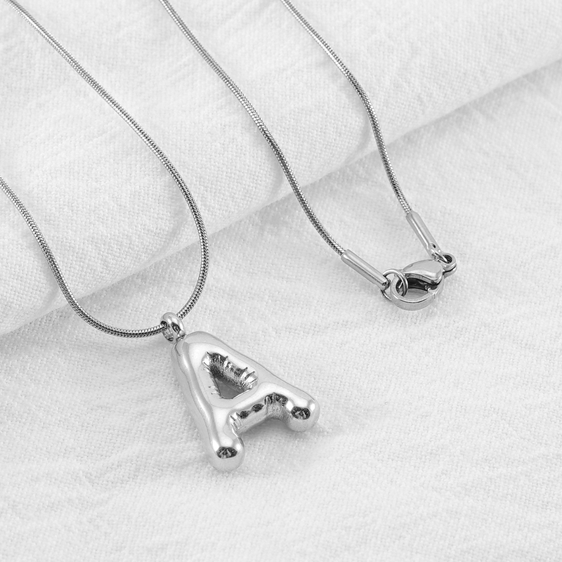 304 Stainless Steel Simple Style Polishing Letter Titanium Steel Pendant Necklace display picture 3
