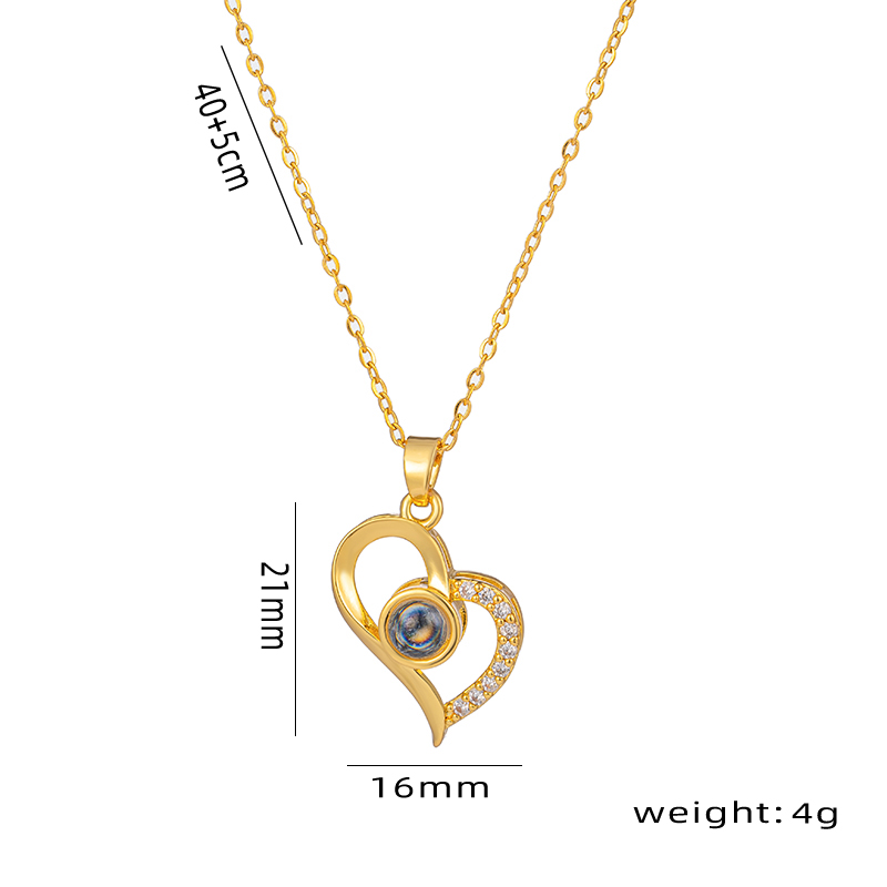 Simple Style Korean Style Heart Shape Stainless Steel Moonstone 18k Gold Plated Pendant Necklace display picture 2