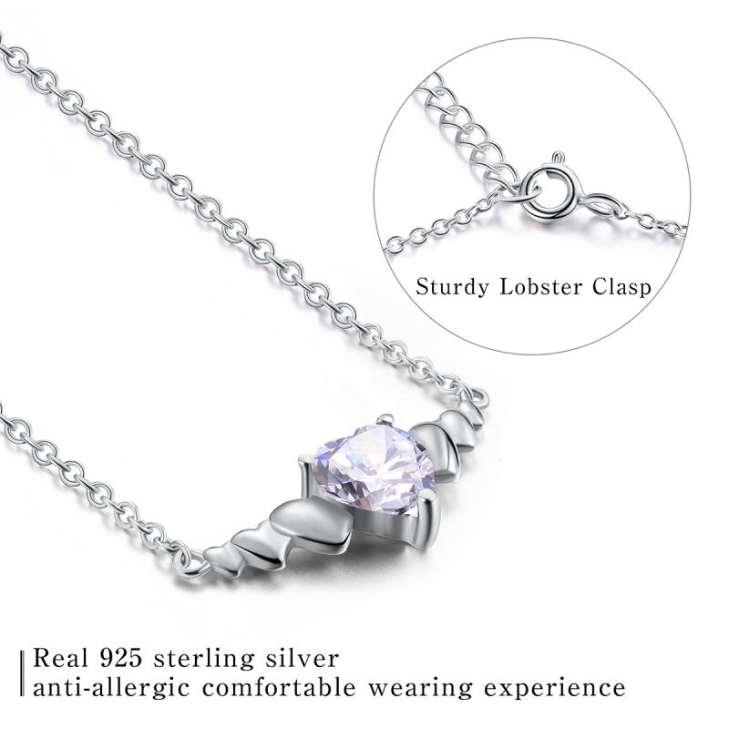 Elegant Heart Shape Sterling Silver Inlay Zircon Pendant Necklace display picture 5