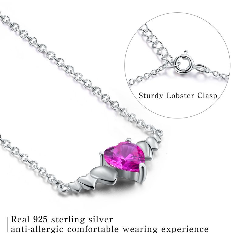 Elegant Heart Shape Sterling Silver Inlay Zircon Pendant Necklace display picture 6