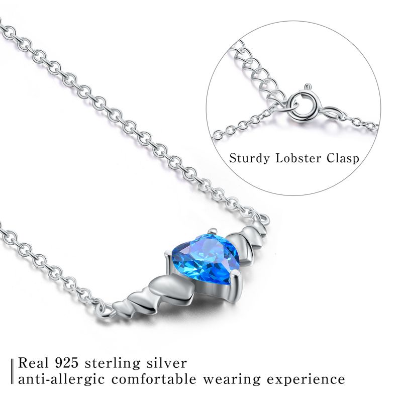 Elegant Heart Shape Sterling Silver Inlay Zircon Pendant Necklace display picture 4