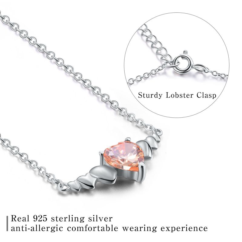 Elegant Heart Shape Sterling Silver Inlay Zircon Pendant Necklace display picture 7