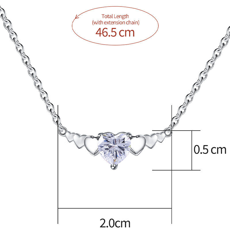 Elegant Heart Shape Sterling Silver Inlay Zircon Pendant Necklace display picture 15