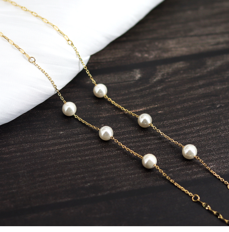 Elegant Simple Style Geometric Imitation Pearl Pearl None 18K Gold Plated Women's Necklace display picture 3