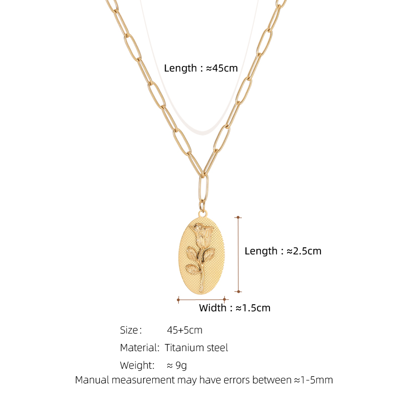 304 Stainless Steel 18K Gold Plated Elegant Plating Flowers Rose None Pendant Necklace display picture 1
