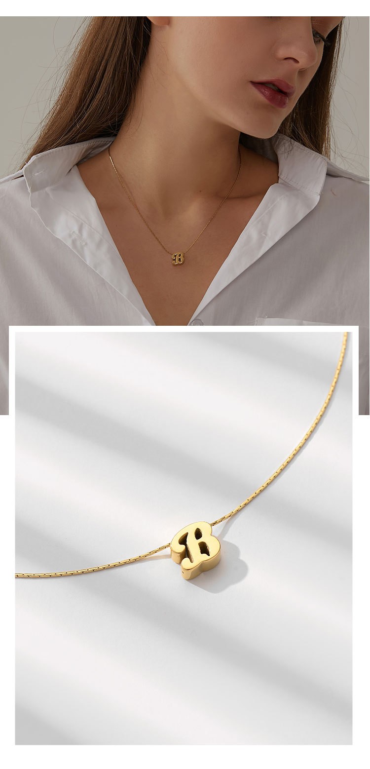 Edelstahl 304 18 Karat Vergoldet Einfacher Stil Überzug Brief Keiner Halskette Mit Anhänger display picture 6