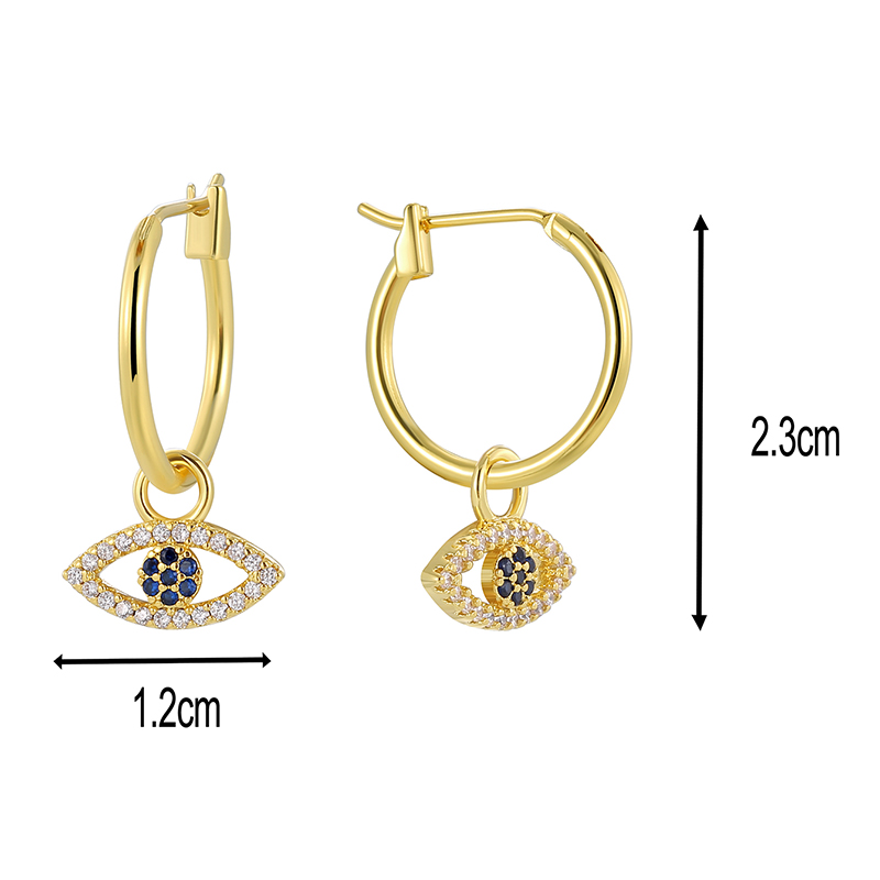 1 Pair Retro Simple Style Devil's Eye Plating Inlay Copper Rhinestones Zircon 18k Gold Plated Drop Earrings display picture 14