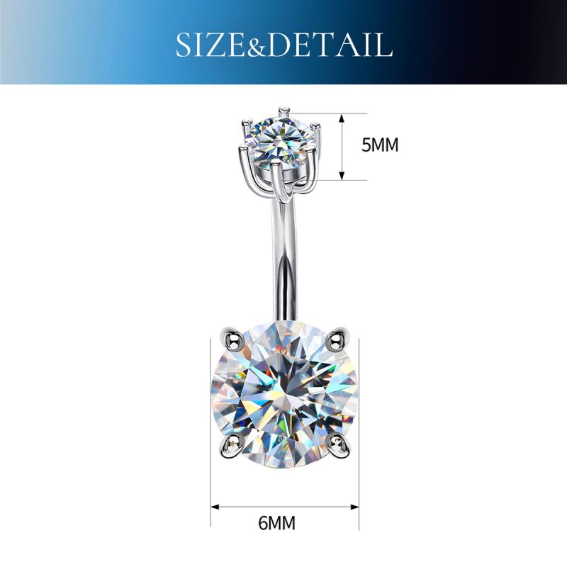 Lässig Glam Runden Einfarbig Sterling Silber Überzug Inlay Zirkon Versilbert Bauchnabelpiercing display picture 1