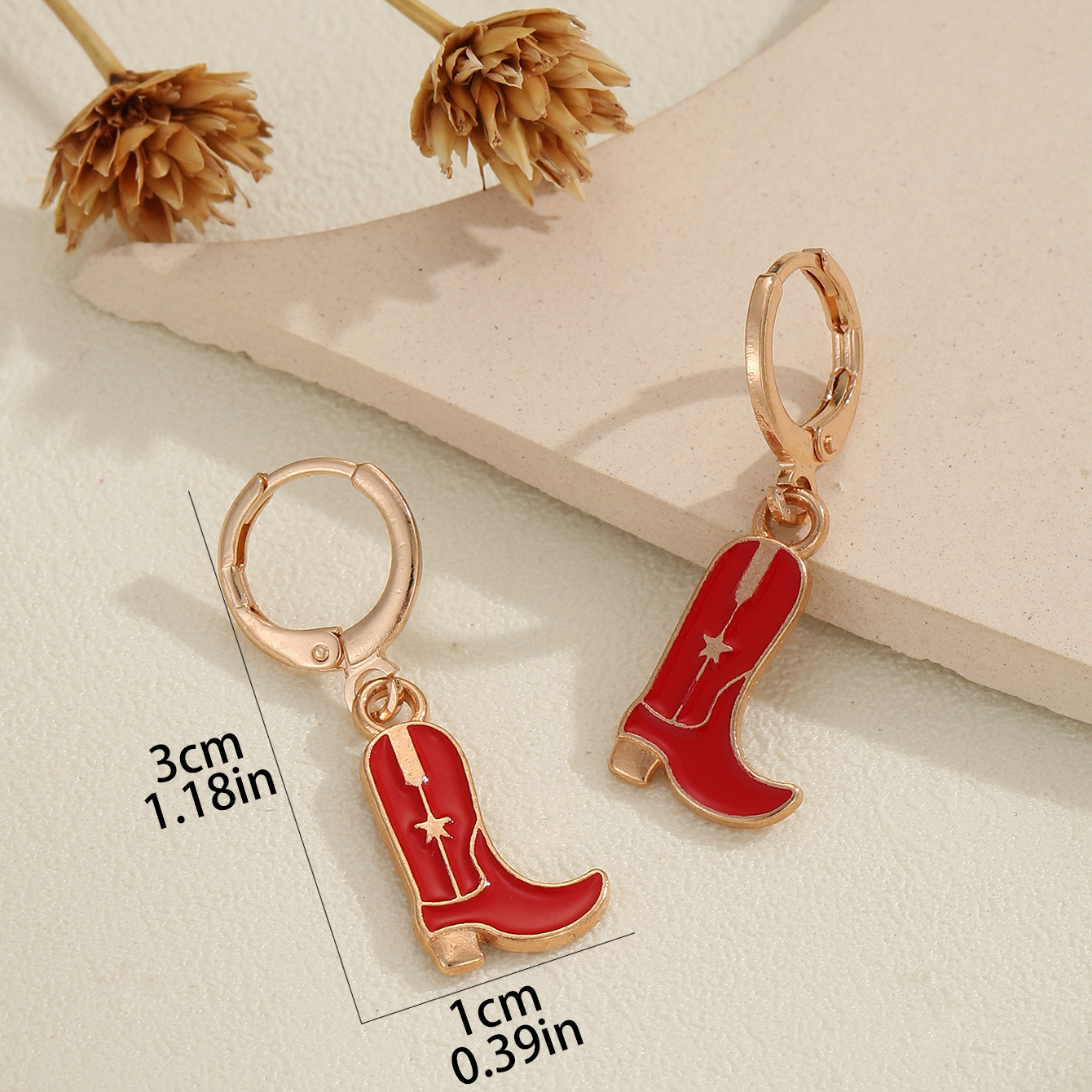 1 Pair Simple Style Commute Boots Enamel Plating Alloy Gold Plated Drop Earrings display picture 7