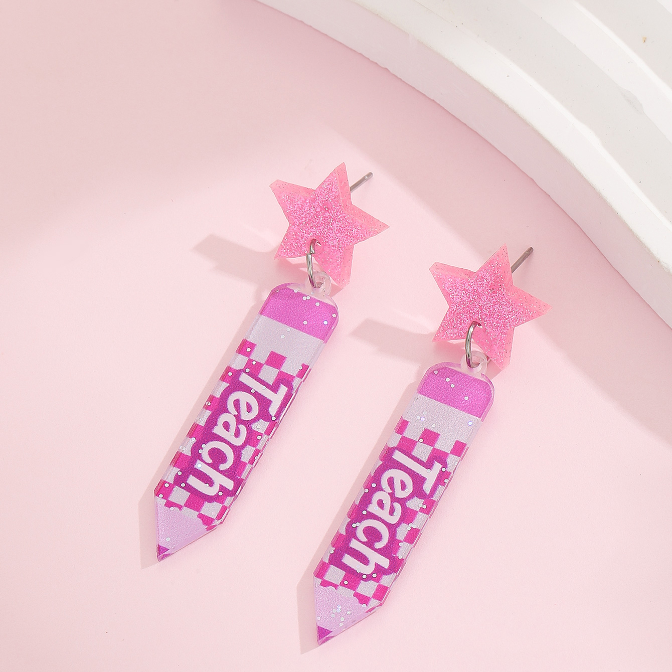 1 Pair Cute Pencil Boots Printing Arylic Drop Earrings display picture 5
