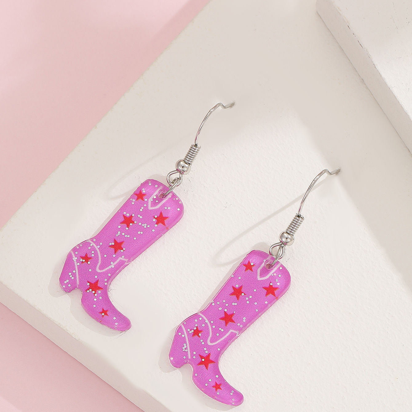 1 Pair Cute Pencil Boots Printing Arylic Drop Earrings display picture 2