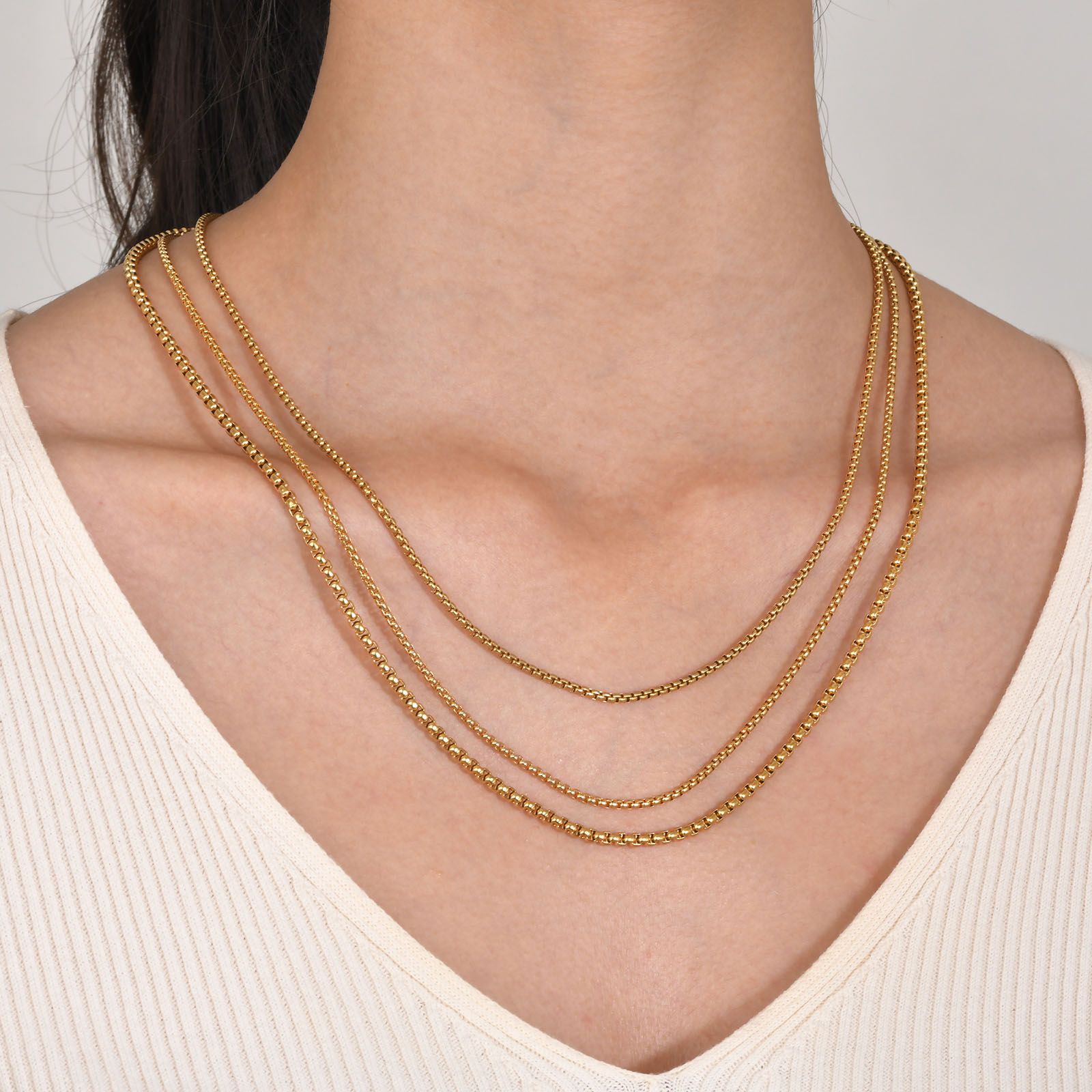 Acier Inoxydable 201 Plaqué Or Style Simple Couleur Unie Collier display picture 1