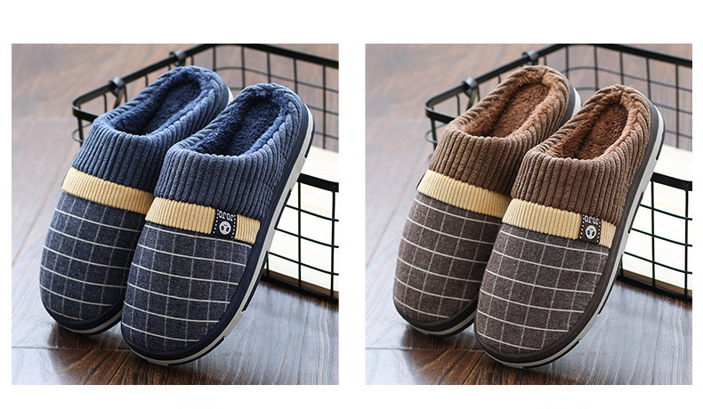 Unisex Casual Plaid Round Toe Cotton Slippers display picture 8