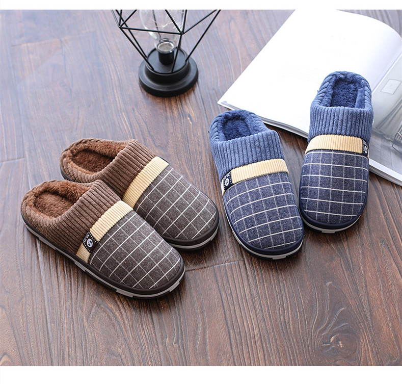 Unisex Casual Plaid Round Toe Cotton Slippers display picture 9