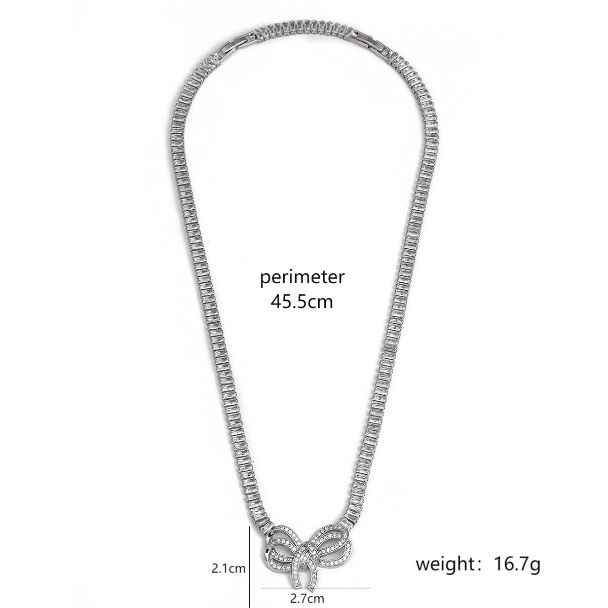 Ig Style Flower Bow Knot Copper 18k Gold Plated Zircon Pendant Necklace In Bulk display picture 4