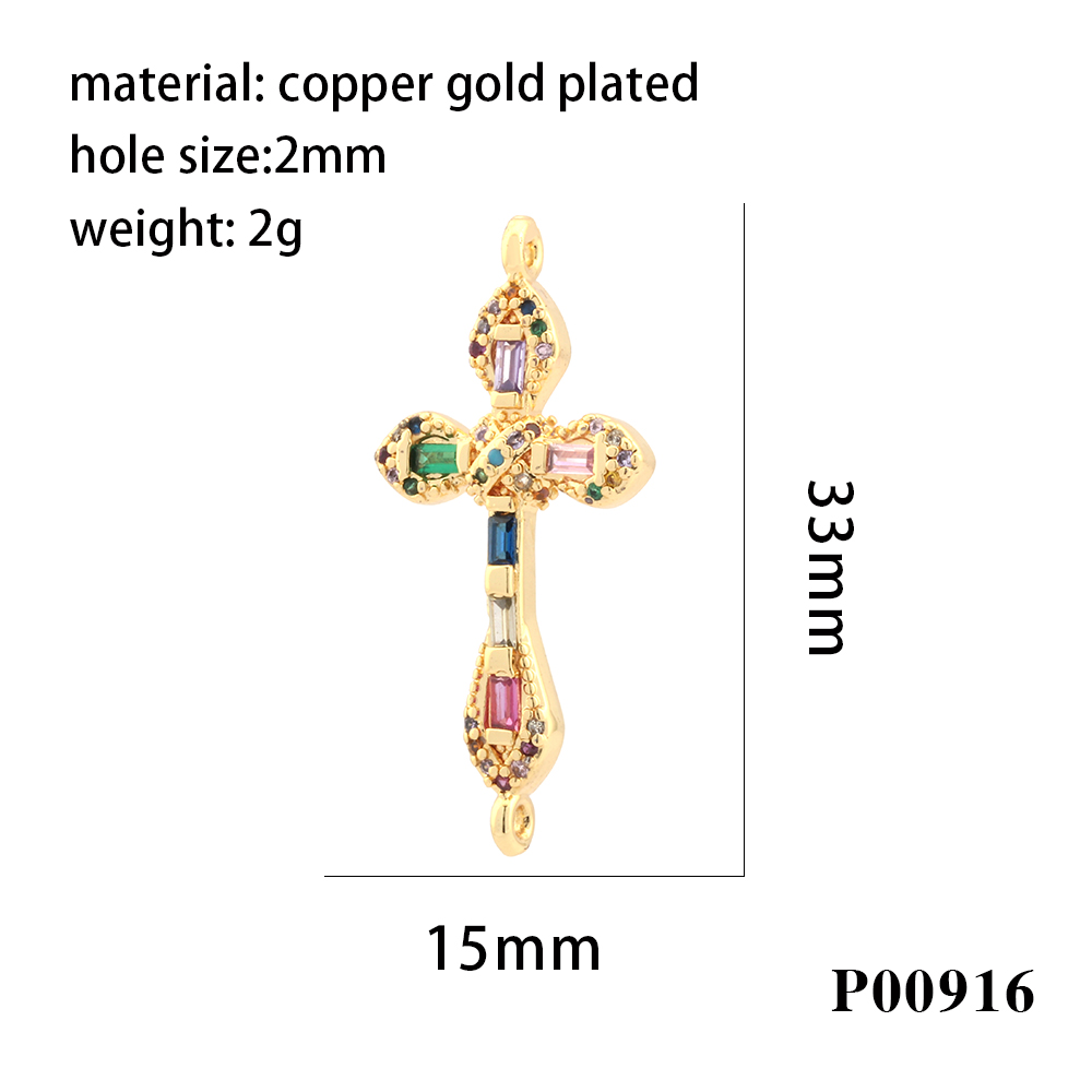 Elegant Simple Style Streetwear Cross Copper Plating Inlay Zircon 18k Gold Plated Charms display picture 5