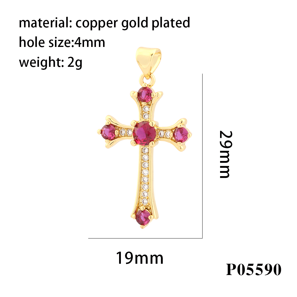 Elegant Simple Style Streetwear Cross Copper Plating Inlay Zircon 18k Gold Plated Charms display picture 10