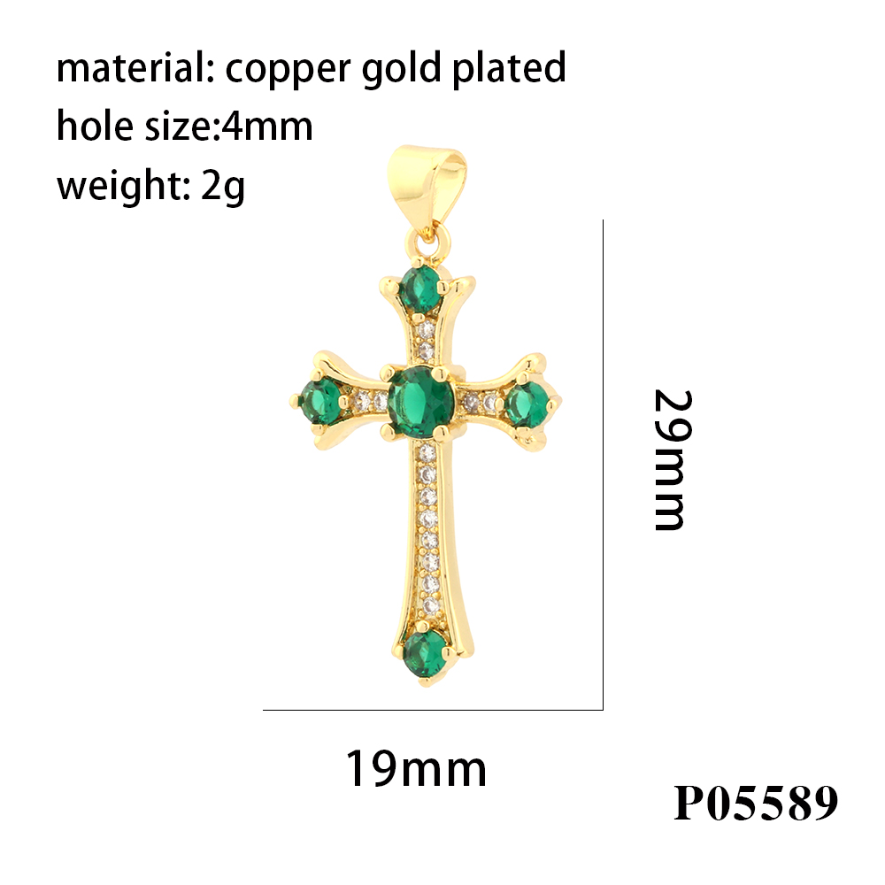 Elegant Simple Style Streetwear Cross Copper Plating Inlay Zircon 18k Gold Plated Charms display picture 9