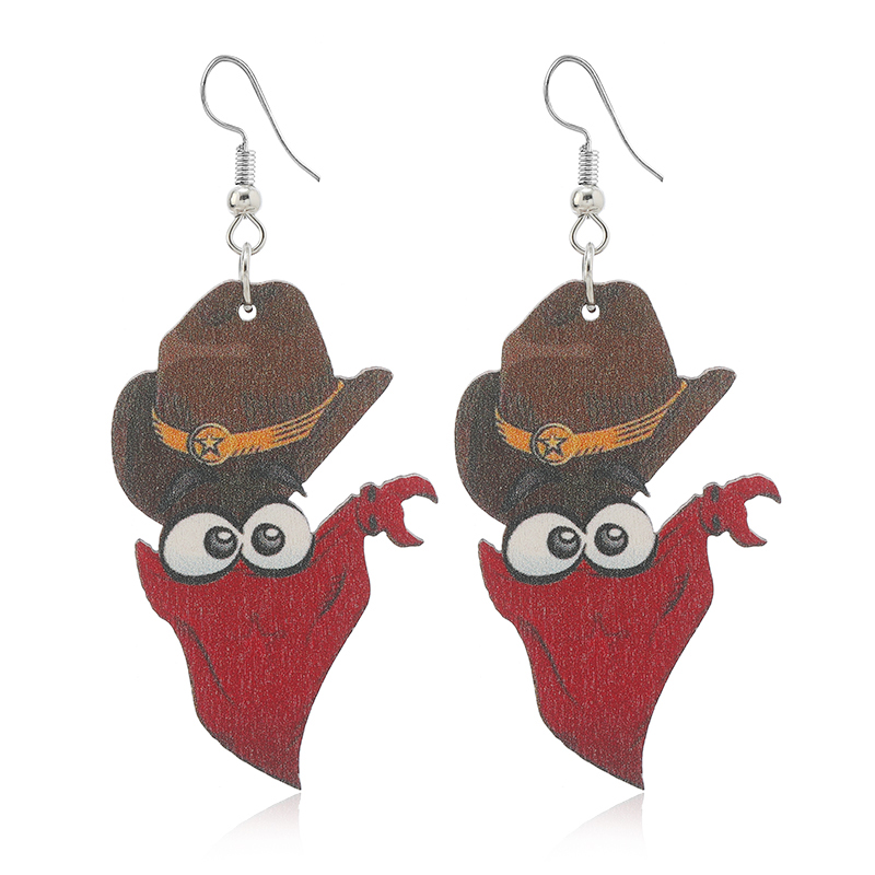1 Pair Cute Funny Cactus Boots Wood No Inlaid Ear Hook display picture 13