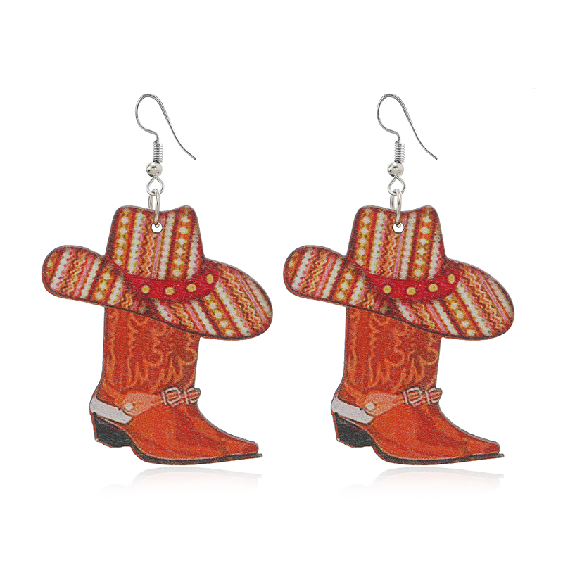 1 Pair Cute Funny Cactus Boots Wood No Inlaid Ear Hook display picture 17