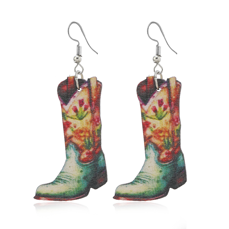 1 Pair Cute Funny Cactus Boots Wood No Inlaid Ear Hook display picture 27
