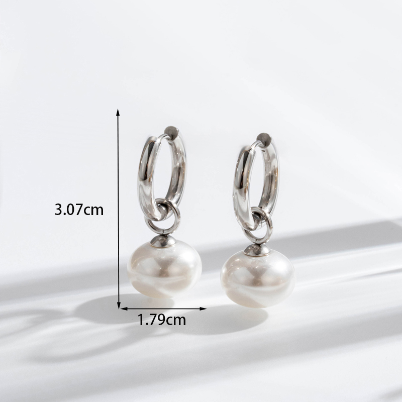 1 Paar Basic Moderner Stil Kreis Perle Überzug Rostfreier Stahl 18 Karat Vergoldet Ohrringe display picture 1