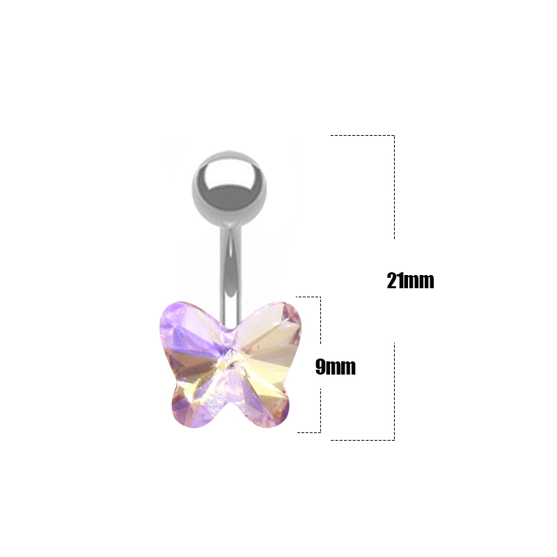 Elegant Cute Wings Butterfly Stainless Steel Copper Plating Inlay Rhinestones Zircon White Gold Plated Belly Ring display picture 14