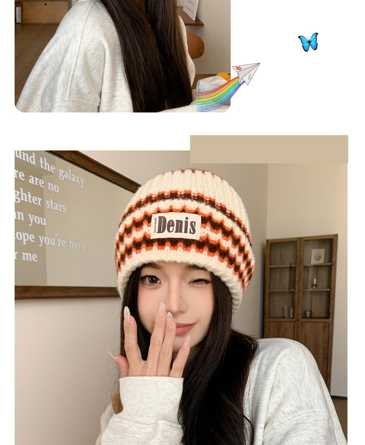 Women's Simple Style Letter Stripe Eaveless Wool Cap display picture 7