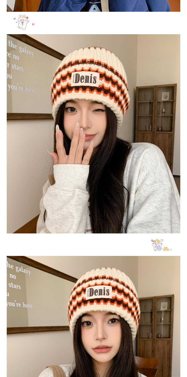 Women's Simple Style Letter Stripe Eaveless Wool Cap display picture 11