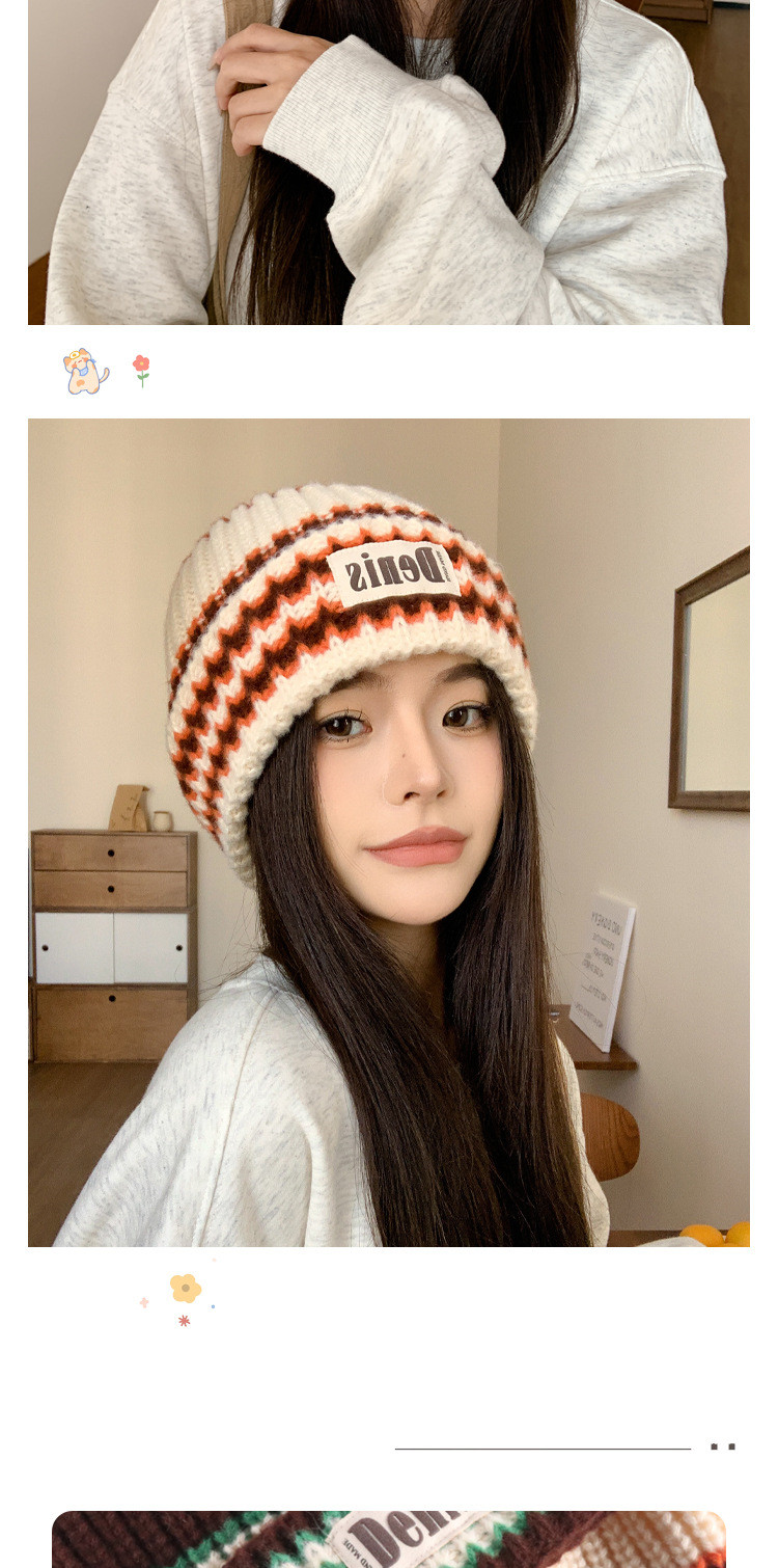 Women's Simple Style Letter Stripe Eaveless Wool Cap display picture 12
