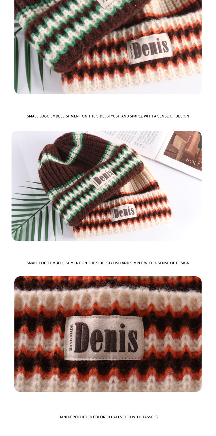 Women's Simple Style Letter Stripe Eaveless Wool Cap display picture 13
