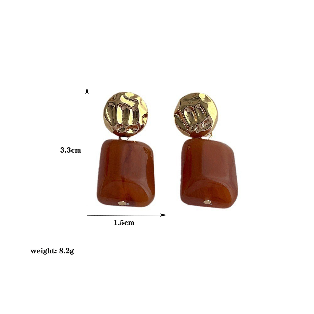 1 Piece Vintage Style Color Block Plating Arylic Copper 14k Gold Plated Drop Earrings display picture 1