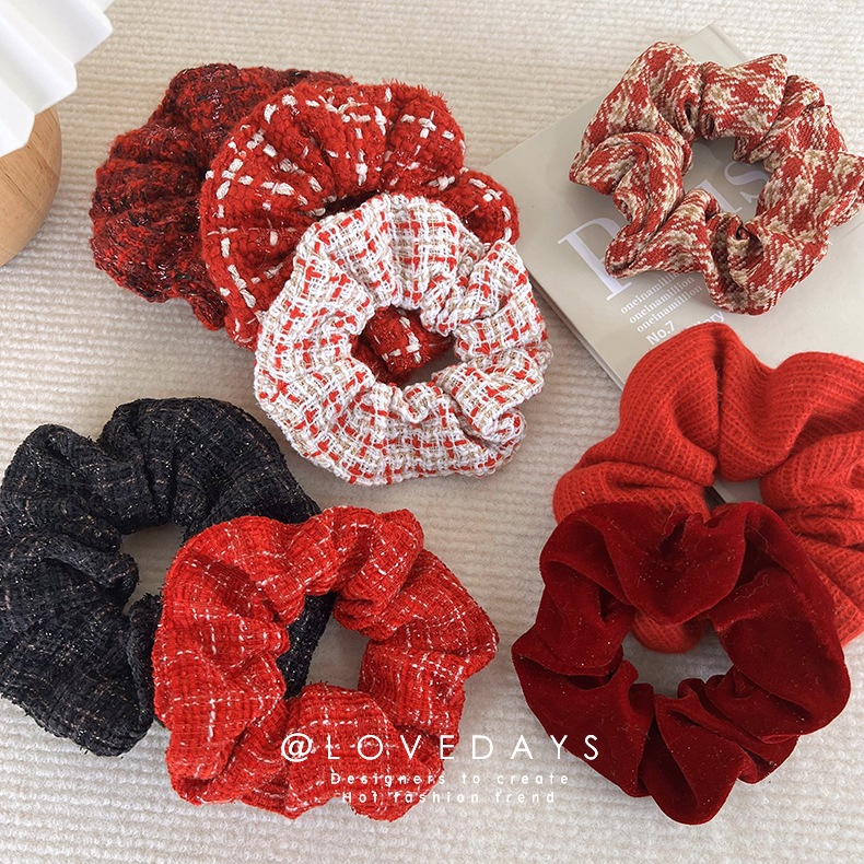 Women's Simple Style Streetwear Plaid Cloth Hair Tie display picture 1