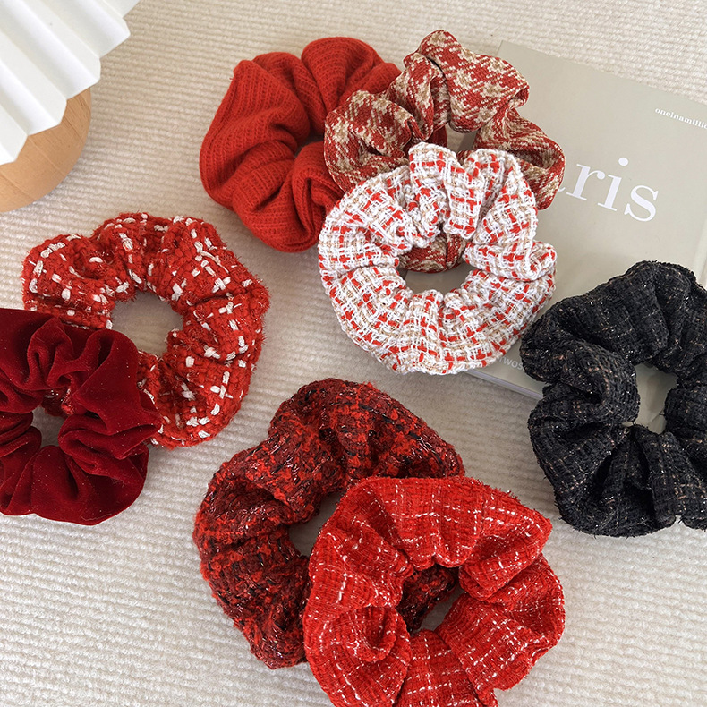 Women's Simple Style Streetwear Plaid Cloth Hair Tie display picture 2