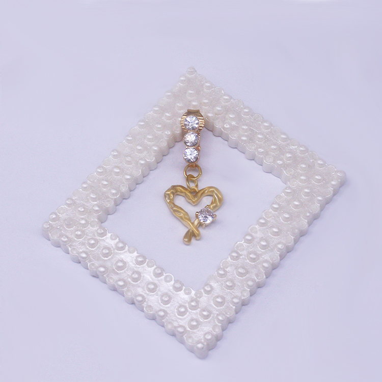 Casual Moon Heart Shape Floral Stainless Steel Copper Epoxy Inlay Rhinestones Zircon White Gold Plated Belly Ring display picture 29